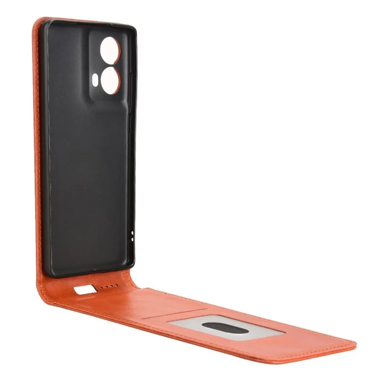 For Motorola Moto G85 5G  /  S50 Neo 5G Case with Card Slot Magnetic Vertical Flip Leather Phone Cover - Orange