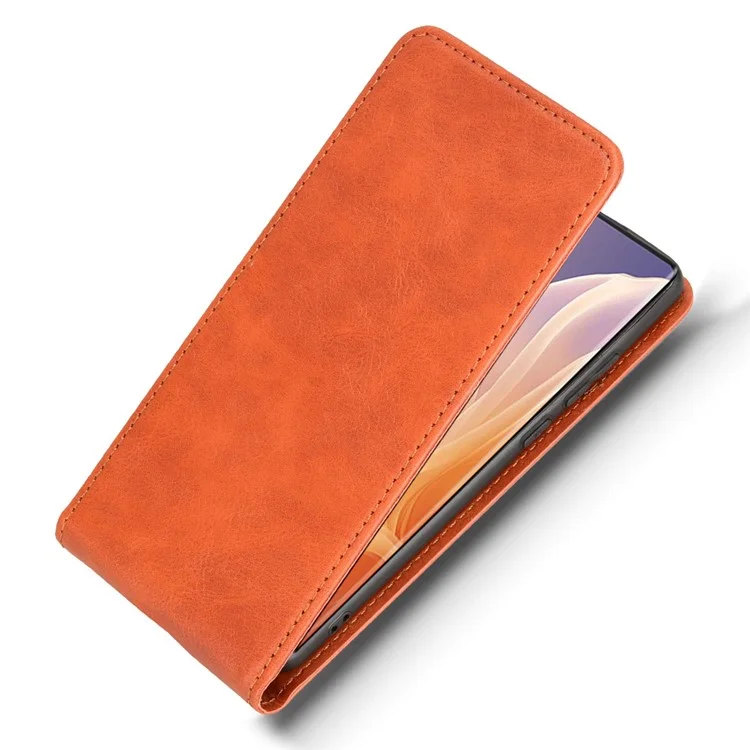 For Motorola Moto G85 5G  /  S50 Neo 5G Case with Card Slot Magnetic Vertical Flip Leather Phone Cover - Orange