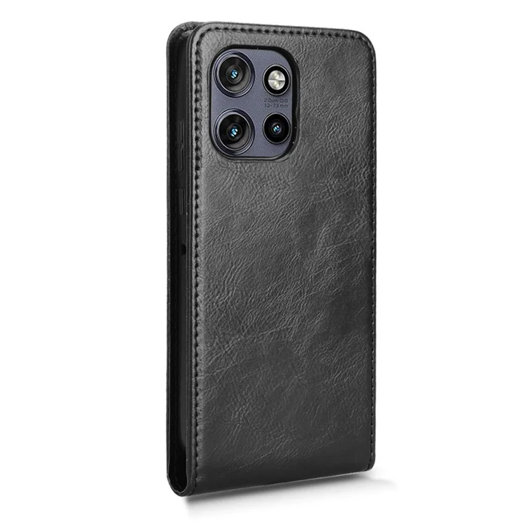 Capa de telefone para Motorola Thinkphone 25 5G / Moto S50 5G / Edge 50 Neo 5G com compartimento para cartão, tampa de couro magnética vertical - Preto