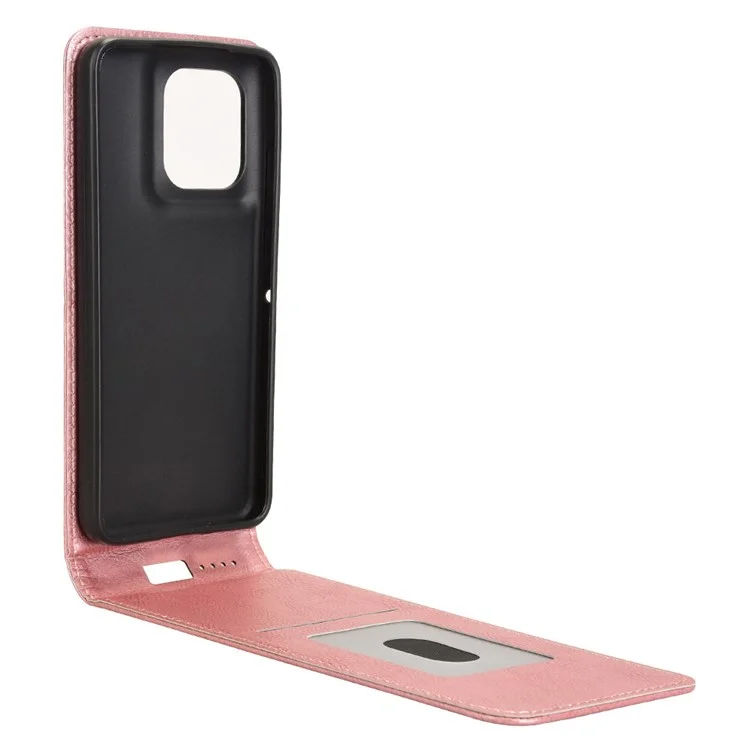 Funda de teléfono para Motorola ThinkPhone 25 5G / Moto S50 5G / Edge 50 Neo 5G con ranura para tarjeta, tapa de cuero magnética vertical - Oro rosa