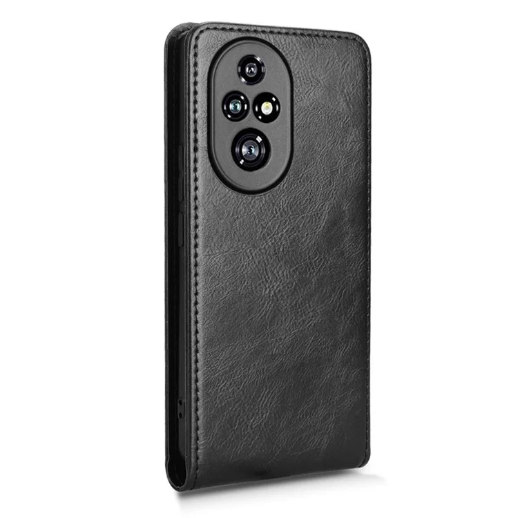 Étui For Honor 200 Pro 5G avec fente pour carte, couverture de téléphone en cuir à rabat vertical magnétique - Noir