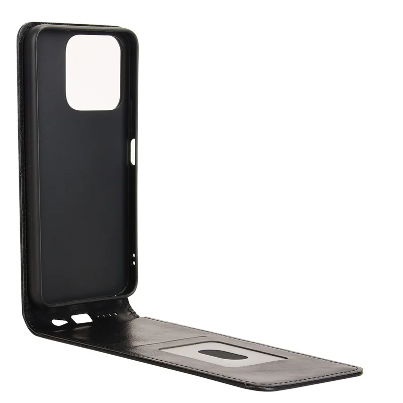For Honor X5b  /  X5b Plus Case with Card Slot Magnetic Vertical Flip Leather Phone Cover - Black
