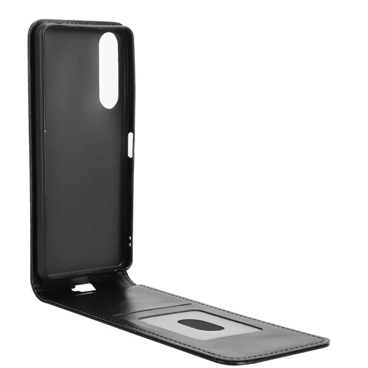 For Sony Xperia 5 IV 5G Case with Card Slot Magnetic Vertical Flip Leather Phone Cover - Black