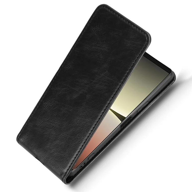 For Sony Xperia 5 IV 5G Case with Card Slot Magnetic Vertical Flip Leather Phone Cover - Black