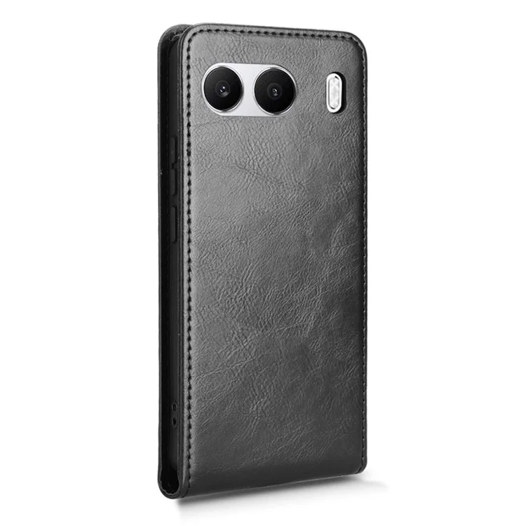 For OnePlus Nord 4 Case with Card Slot Magnetic Vertical Flip Leather Phone Cover - Black