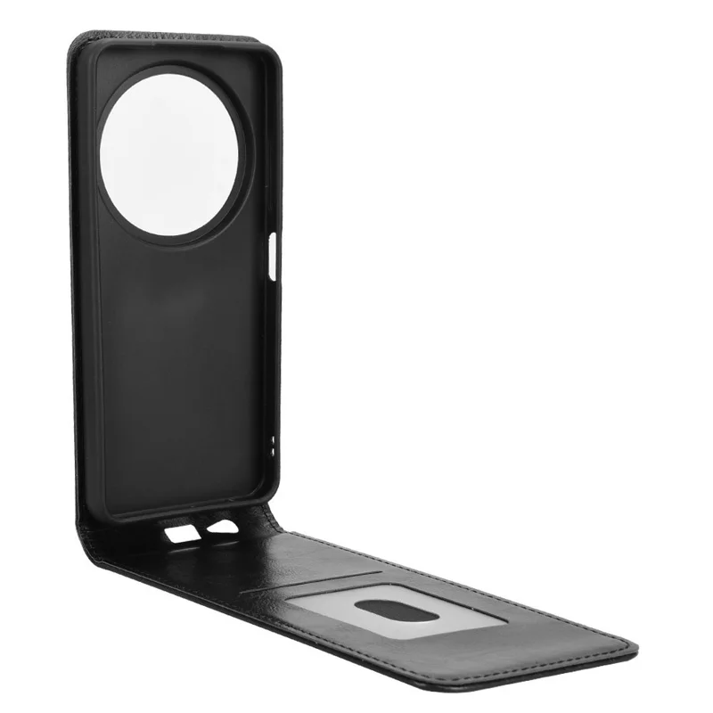 Phone Case For ZTE Blade A75 5G  /  nubia Focus  /  nubia Calf 5G Magnetic Vertical Flip Leather Cover with Card Slot - Black