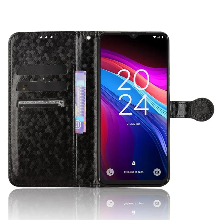 Für TCL 503 Wallet Case Gepunktetes Prägemuster PU-Leder Handyhülle - Schwarz