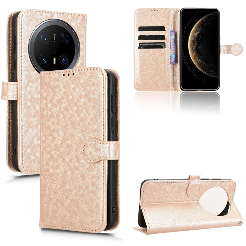 Til Huawei Mate 70 Pro+ / 70 Pro Wallet Case med prikdesign i PU-læder - Rosenød