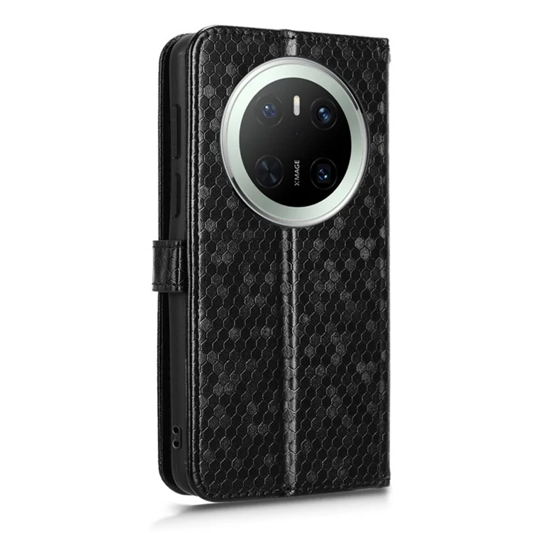 Funda de cartera para Huawei Mate 70 con estampado de puntos, de piel sintética (PU) - Negro