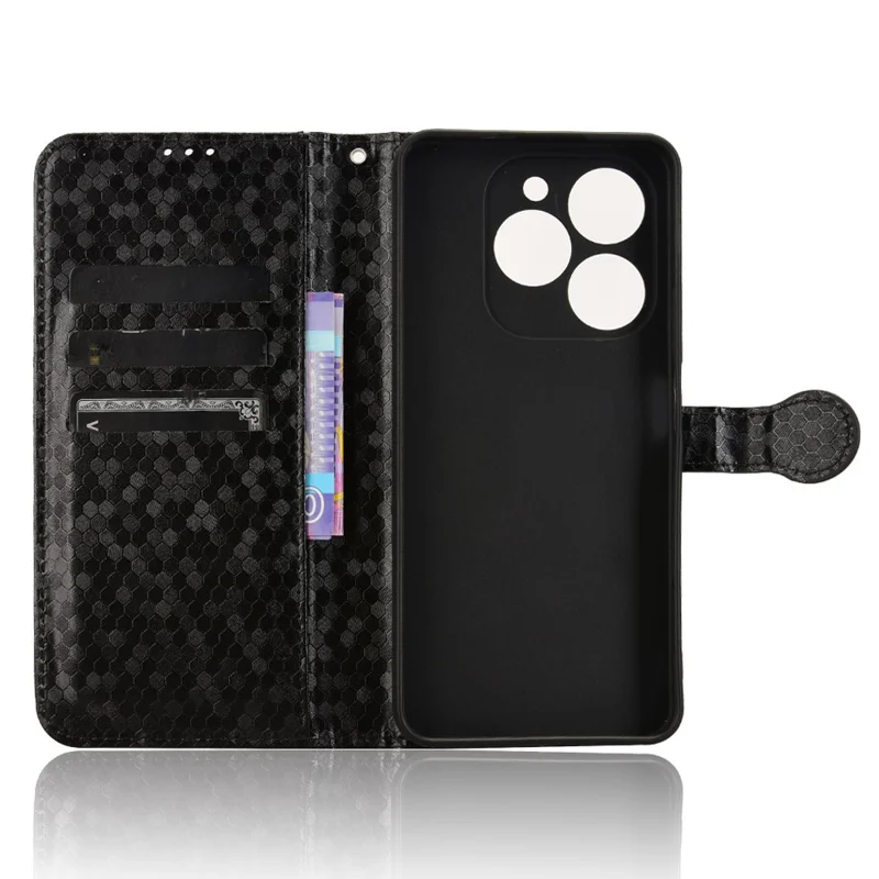 For Blackview Shark 9 5G Wallet Case Dot Pattern Imprint PU Leather Phone Cover - Black