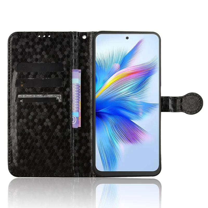 For Blackview Shark 9 5G Wallet Case Dot Pattern Imprint PU Leather Phone Cover - Black