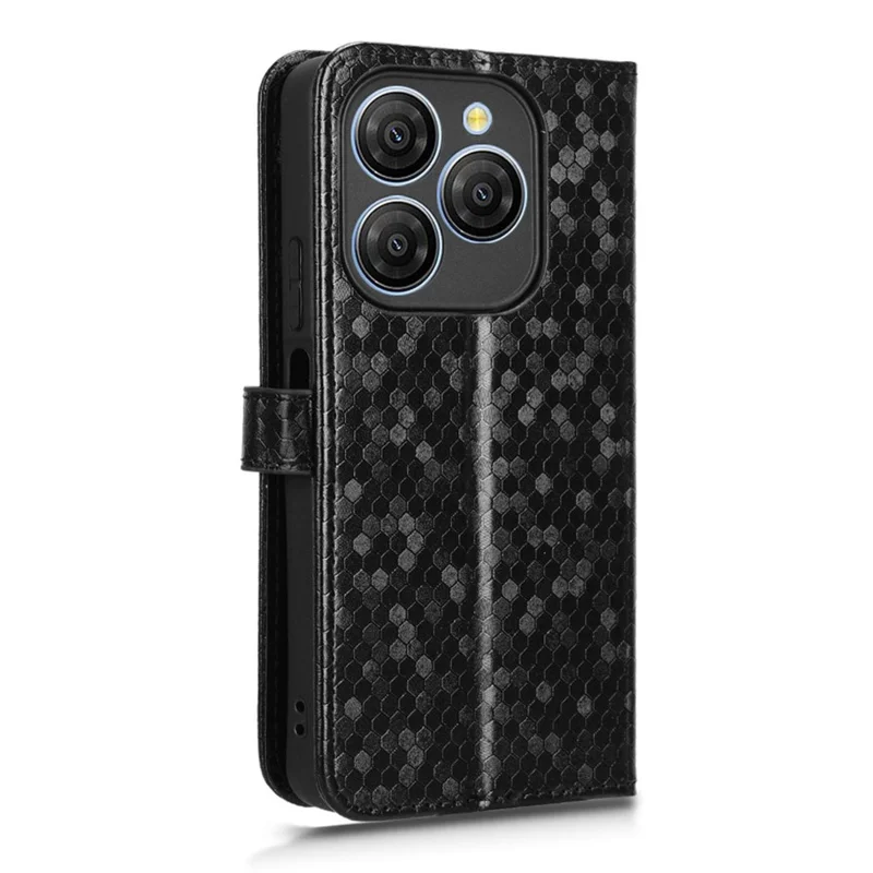 For Blackview Shark 9 5G Wallet Case Dot Pattern Imprint PU Leather Phone Cover - Black