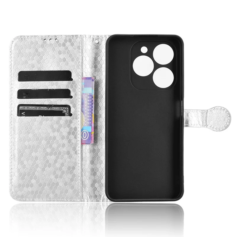 For Blackview Shark 9 5G Wallet Case Dot Pattern Imprint PU Leather Phone Cover - Silver