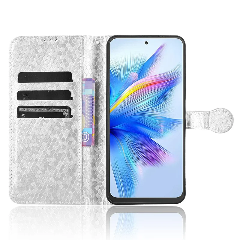 For Blackview Shark 9 5G Wallet Case Dot Pattern Imprint PU Leather Phone Cover - Silver