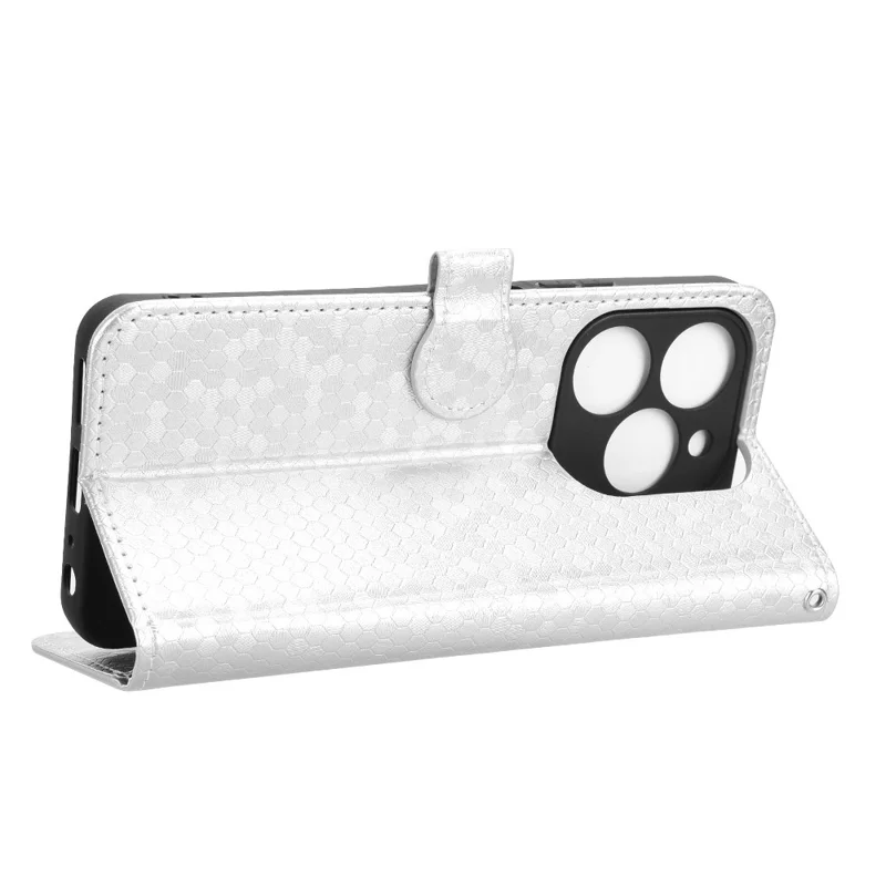 For Blackview Shark 9 5G Wallet Case Dot Pattern Imprint PU Leather Phone Cover - Silver