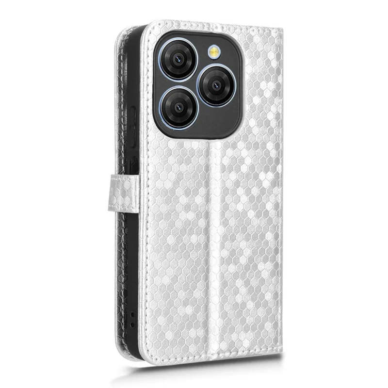 For Blackview Shark 9 5G Wallet Case Dot Pattern Imprint PU Leather Phone Cover - Silver