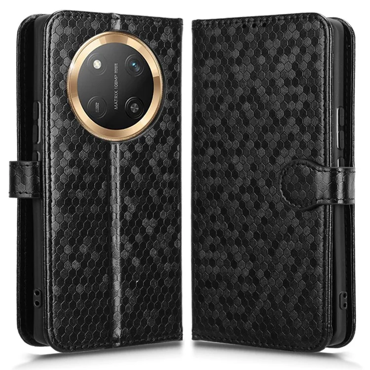 Étui portefeuille pour Honor X60 Pro 5G / X9c 5G / Magic7 Lite 5G, motif pointillé, en cuir PU, housse de téléphone - Noir