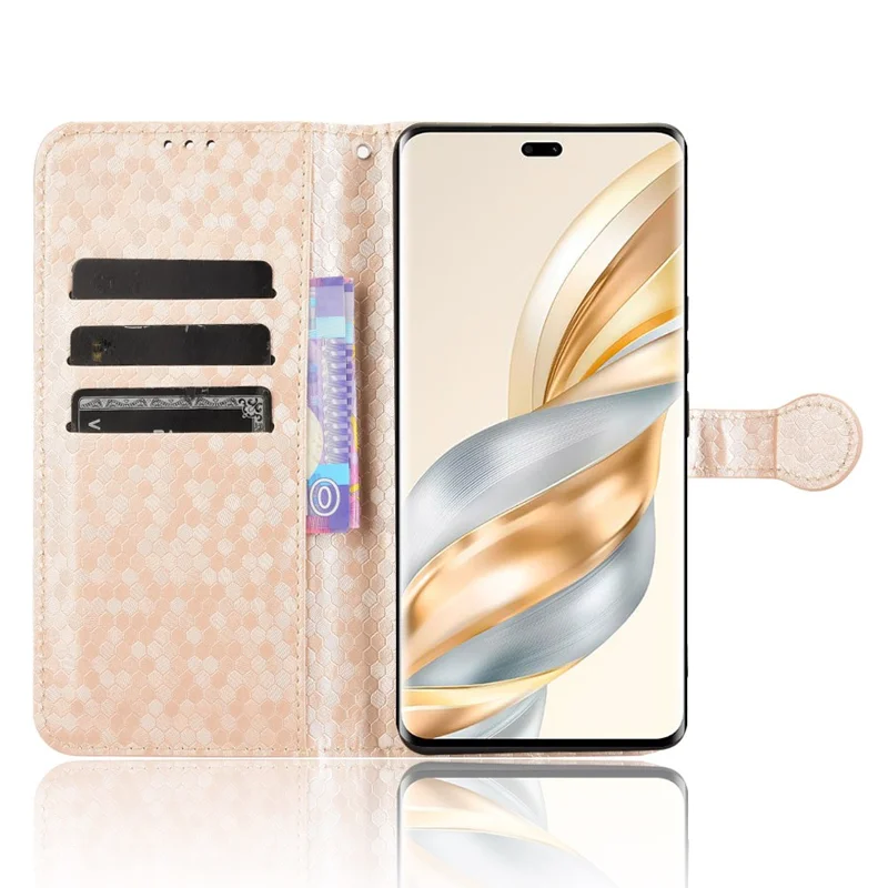 Wallet Case For Honor X60 Pro 5G / X9c 5G / Magic7 Lite 5G Dot Pattern Imprint PU Leather Phone Cover - Rose Gold