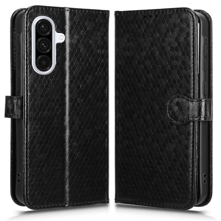 Für Samsung Galaxy A36 5G Wallet Case Dot Pattern Prägung PU Leder Handyhülle - Schwarz