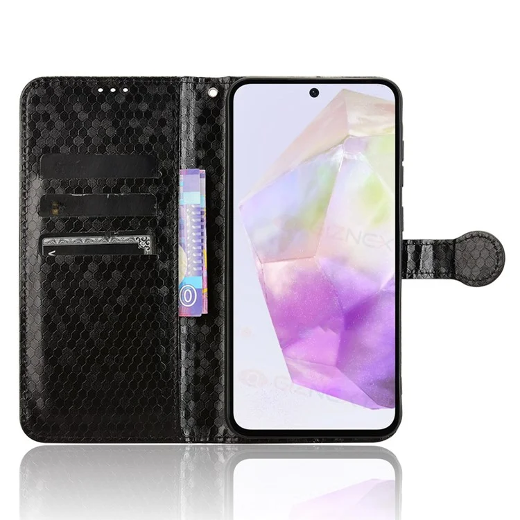 Für Samsung Galaxy A36 5G Wallet Case Dot Pattern Prägung PU Leder Handyhülle - Schwarz