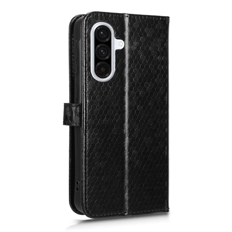 Für Samsung Galaxy A36 5G Wallet Case Dot Pattern Prägung PU Leder Handyhülle - Schwarz