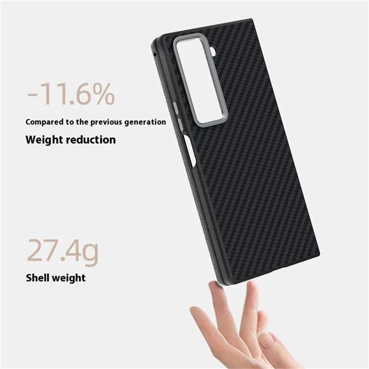 ABEEL Spezielles Gehäuse für Samsung Galaxy Z Fold, kompatibel mit MagSafe, Kohlefaser-Textur-Rückabdeckung - Schwarz / Silber