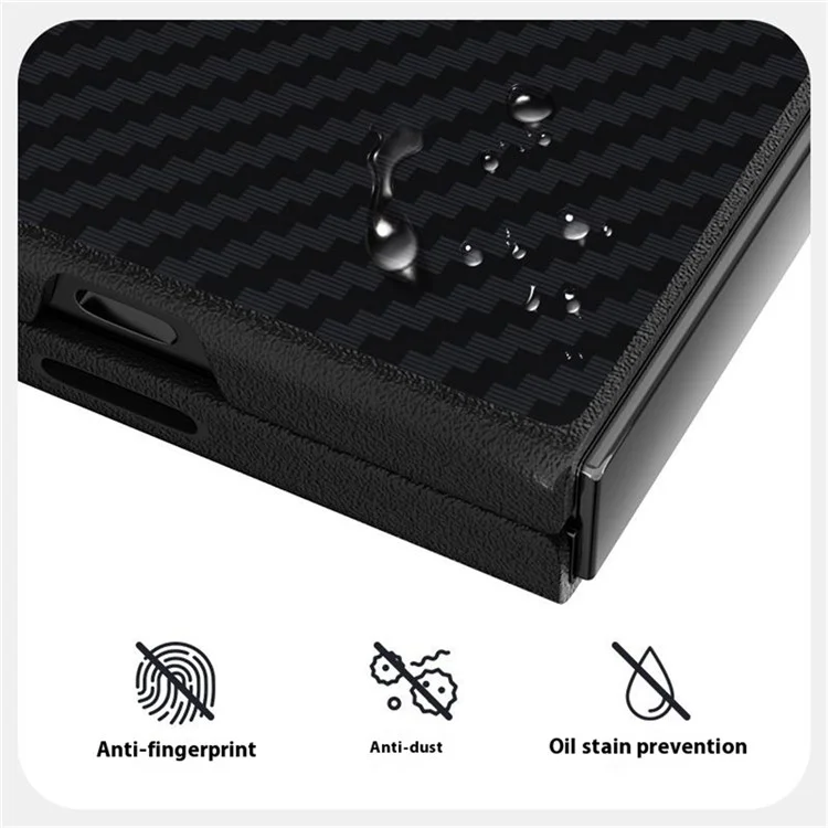 ABEEL Spezielles Gehäuse für Samsung Galaxy Z Fold, kompatibel mit MagSafe, Kohlefaser-Textur-Rückabdeckung - Schwarz / Silber