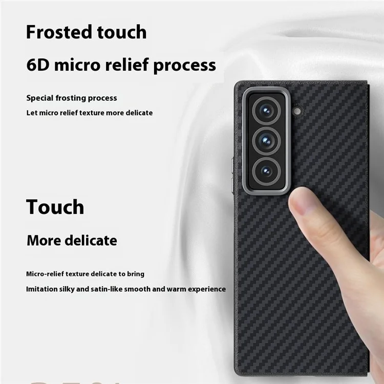 ABEEL Spezielles Gehäuse für Samsung Galaxy Z Fold, kompatibel mit MagSafe, Kohlefaser-Textur-Rückabdeckung - Schwarz / Silber