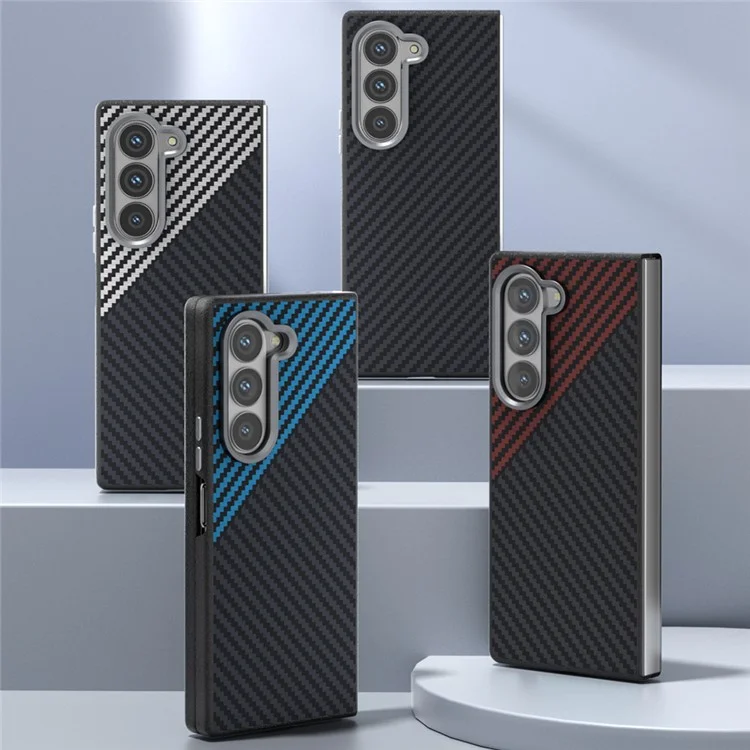 ABEEL Capa para Samsung Galaxy Z Fold 5G Compatível com MagSafe Textura de Fibra de Carbono Tampa Traseira - Preto