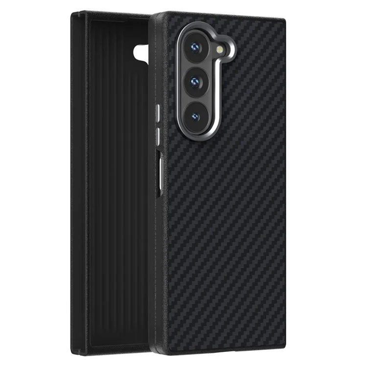 ABEEL Capa para Samsung Galaxy Z Fold 5G Compatível com MagSafe Textura de Fibra de Carbono Tampa Traseira - Preto
