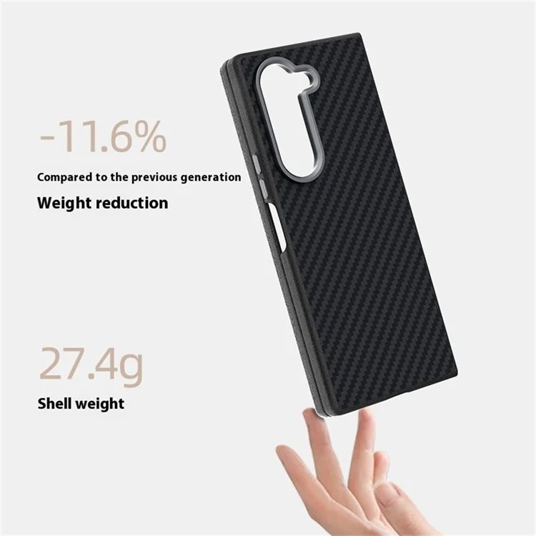 ABEEL Carcasa compatible con Samsung Galaxy Z Fold6 5G, con textura de fibra de carbono y compatible con MagSafe, color negro.