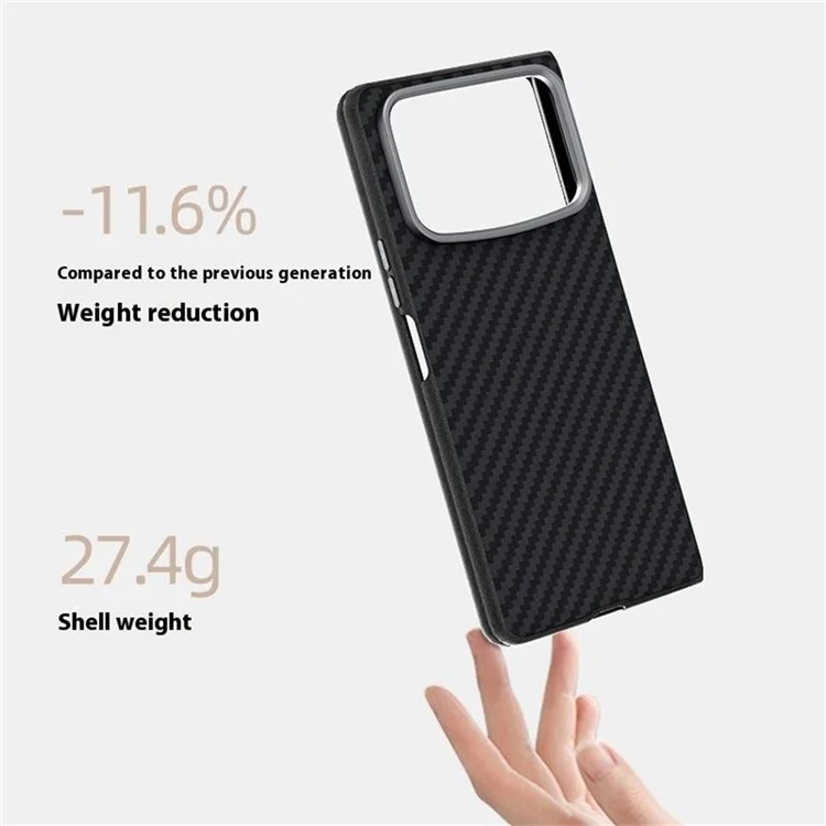 Coque pour Xiaomi Mix Fold 4 5G compatible avec MagSafe, texture en fibre de carbone, couleur noire / argent.
