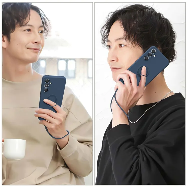 Für Samsung Galaxy S24 FE Silikonhülle mit Handschlaufe und Ständer - Dunkelgrün