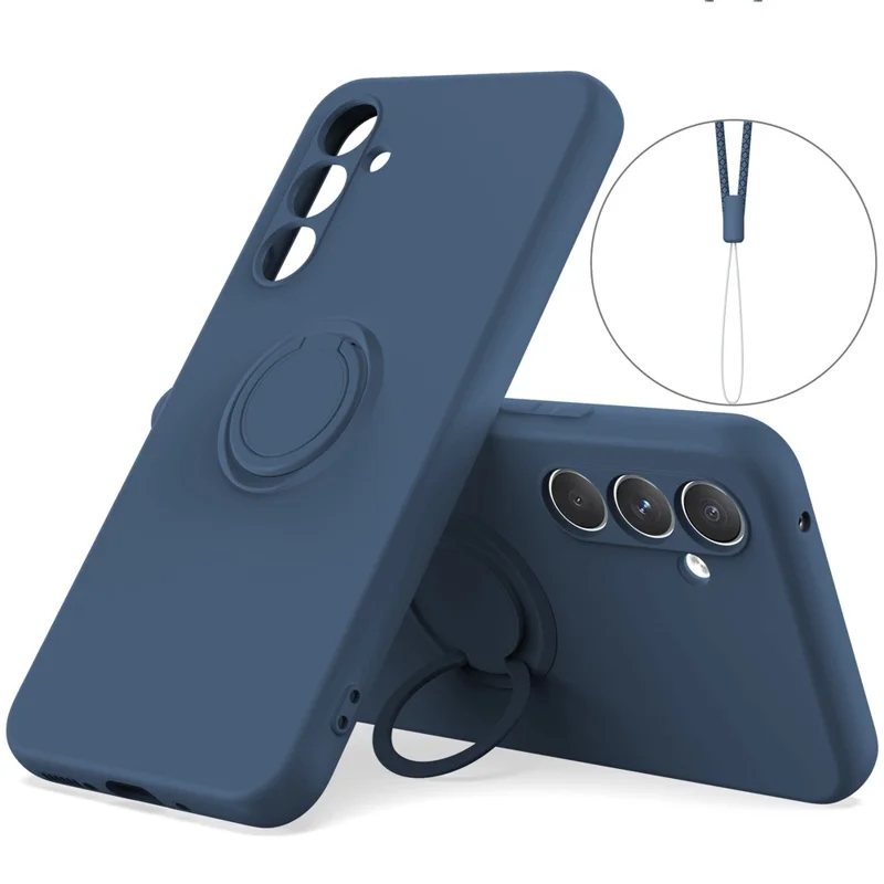 Silikoncase til Samsung Galaxy A16 5G / 4G med stropløkke og kickstand - Midnatsblå