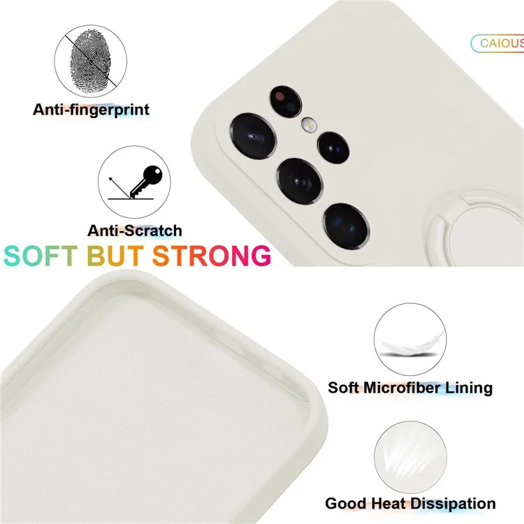 Capa de silicone com alça e suporte para Samsung Galaxy S25 Ultra - Branco