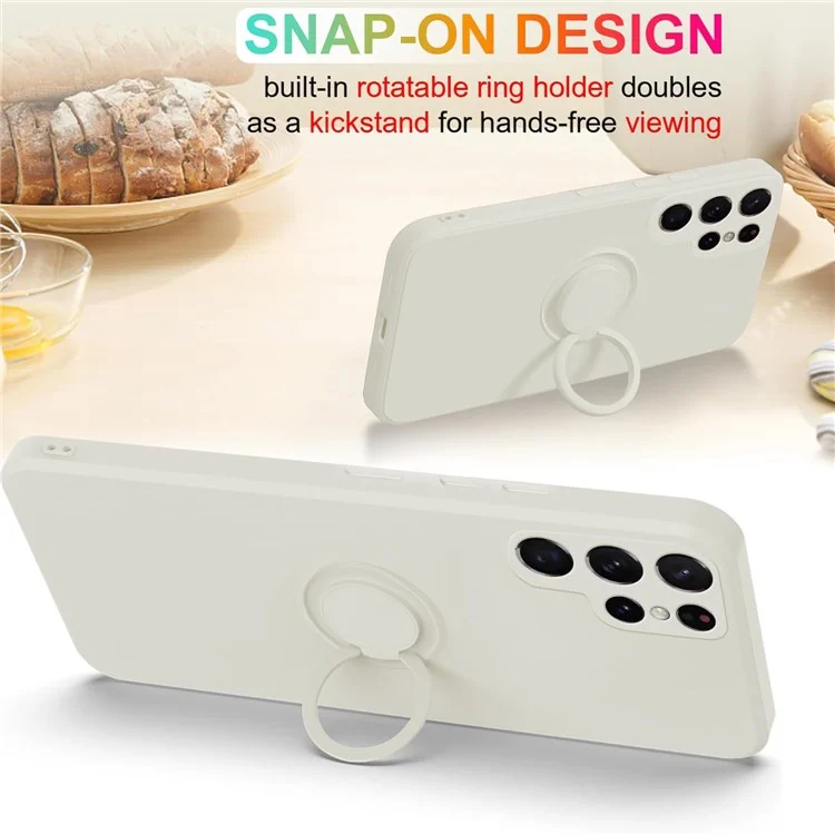 Capa de silicone com alça e suporte para Samsung Galaxy S25 Ultra - Branco