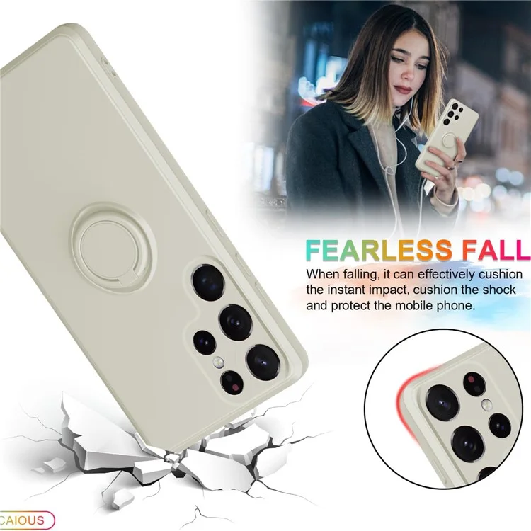 Capa de silicone com alça e suporte para Samsung Galaxy S25 Ultra - Branco