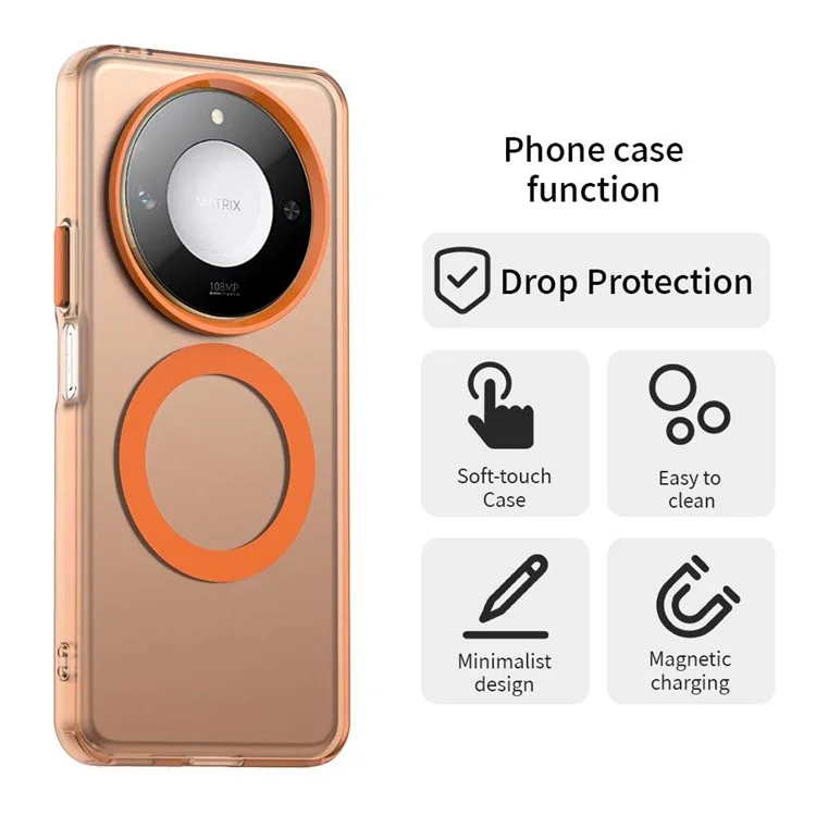 Funda para Honor X60 5G compatible con MagSafe PC+TPU+PET anticaídas - Naranja