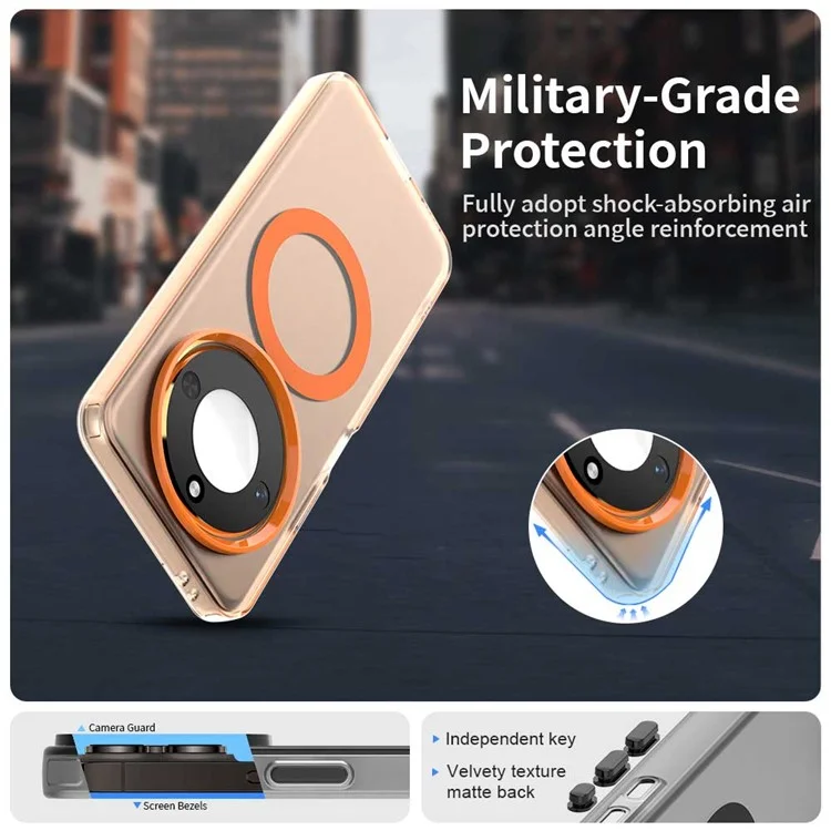 Funda para Honor X60 5G compatible con MagSafe PC+TPU+PET anticaídas - Naranja