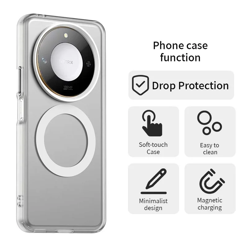 For Honor X60 5G Magnetic Case PC+TPU+PET Anti-Drop Phone Cover - White