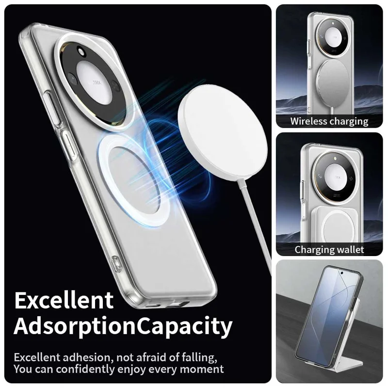 For Honor X60 5G Magnetic Case PC+TPU+PET Anti-Drop Phone Cover - White