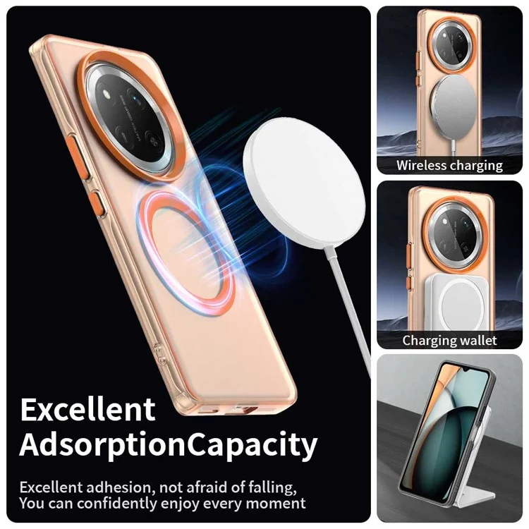 Capa Para Honor X60 Pro 5G Compatível com MagSafe PC+TPU+PET Anti-queda - Laranja