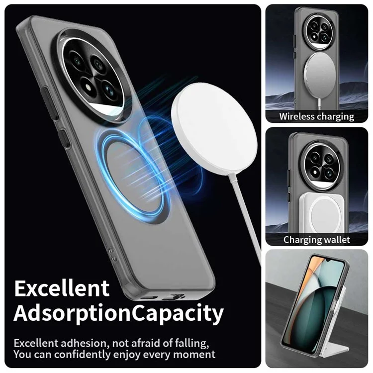 Für Realme 13 Pro 5G (Global) / 13 Pro+ 5G (Global) Hülle kompatibel mit MagSafe PC+TPU+PET Sturzsicherer Handyhülle - Schwarz
