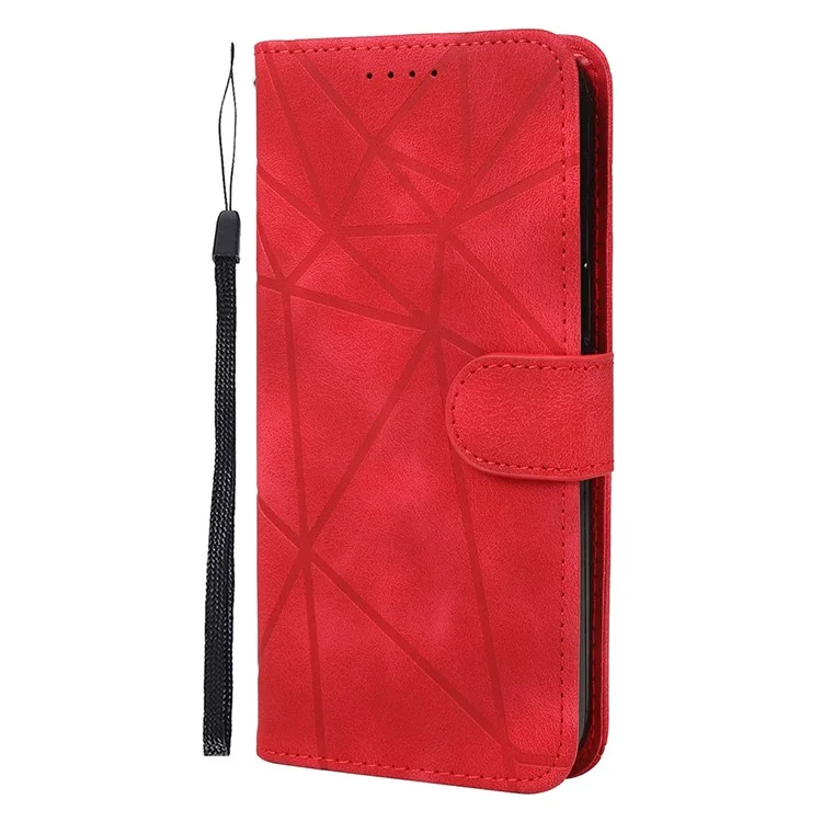 Custodia stand per Xiaomi Redmi Note 14 5G, in pelle con motivo a linee - Rosso