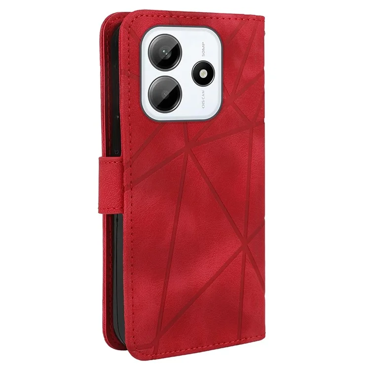 Custodia stand per Xiaomi Redmi Note 14 5G, in pelle con motivo a linee - Rosso