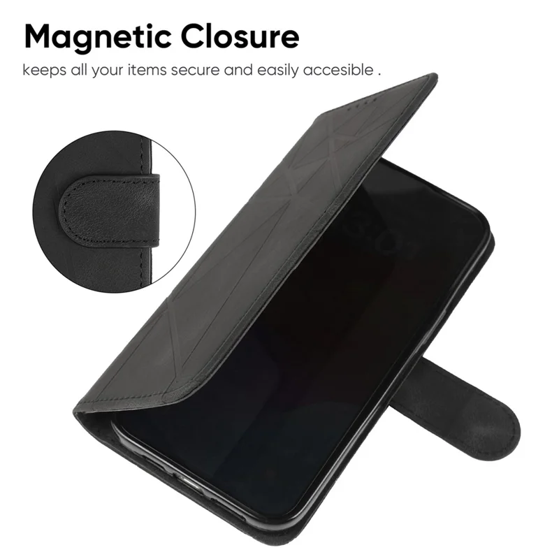 For Xiaomi Redmi Note 14 5G Stand Case Line Pattern Leather Phone Cover - Black