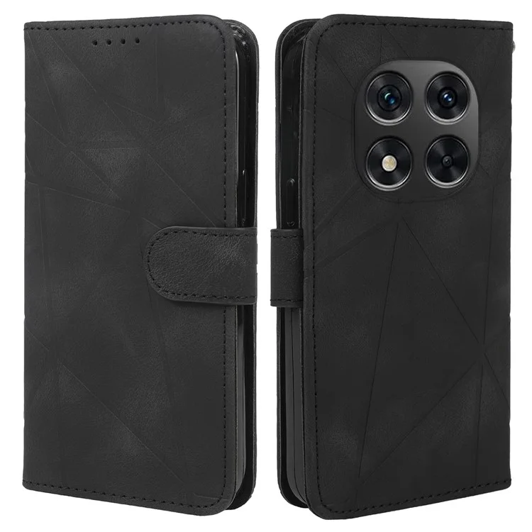 Custodia a stand per Xiaomi Redmi Note 14 Pro 5G, motivo a linee, cover in pelle - Nero