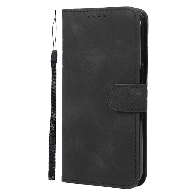 Custodia a stand per Xiaomi Redmi Note 14 Pro 5G, motivo a linee, cover in pelle - Nero