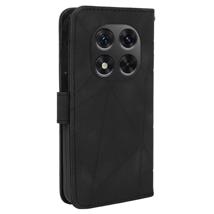 Custodia a stand per Xiaomi Redmi Note 14 Pro 5G, motivo a linee, cover in pelle - Nero