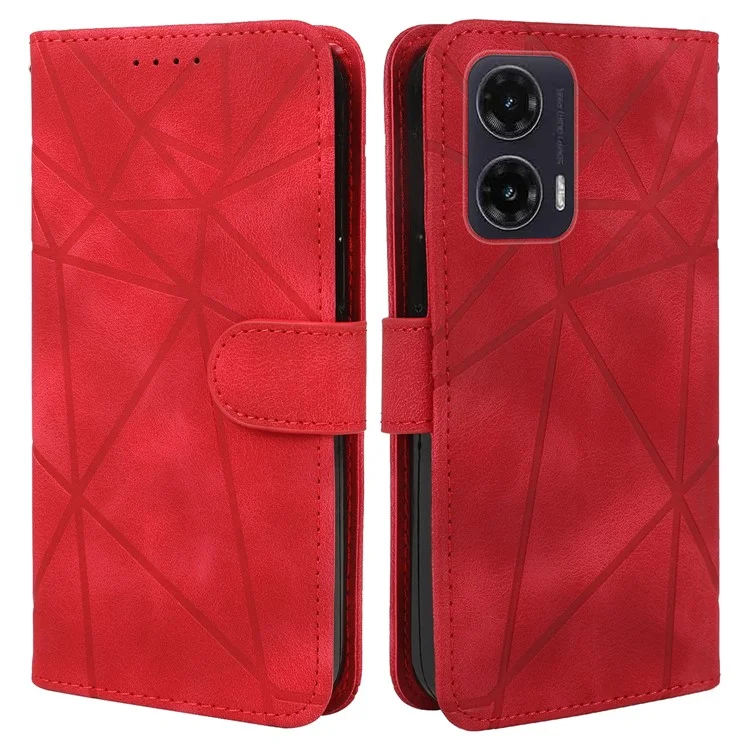 Funda de teléfono con patrón de línea de cuero para Motorola Moto G35 5G - Rojo